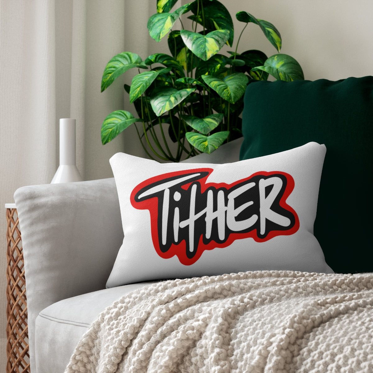 Tither white One God the Brand Lumbar Pillow