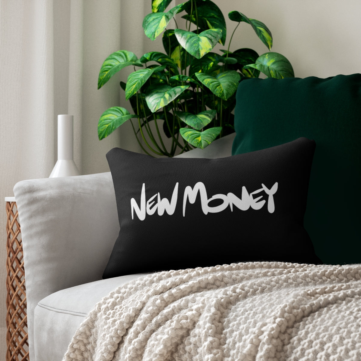 New Money One God the Brand Lumbar Pillow