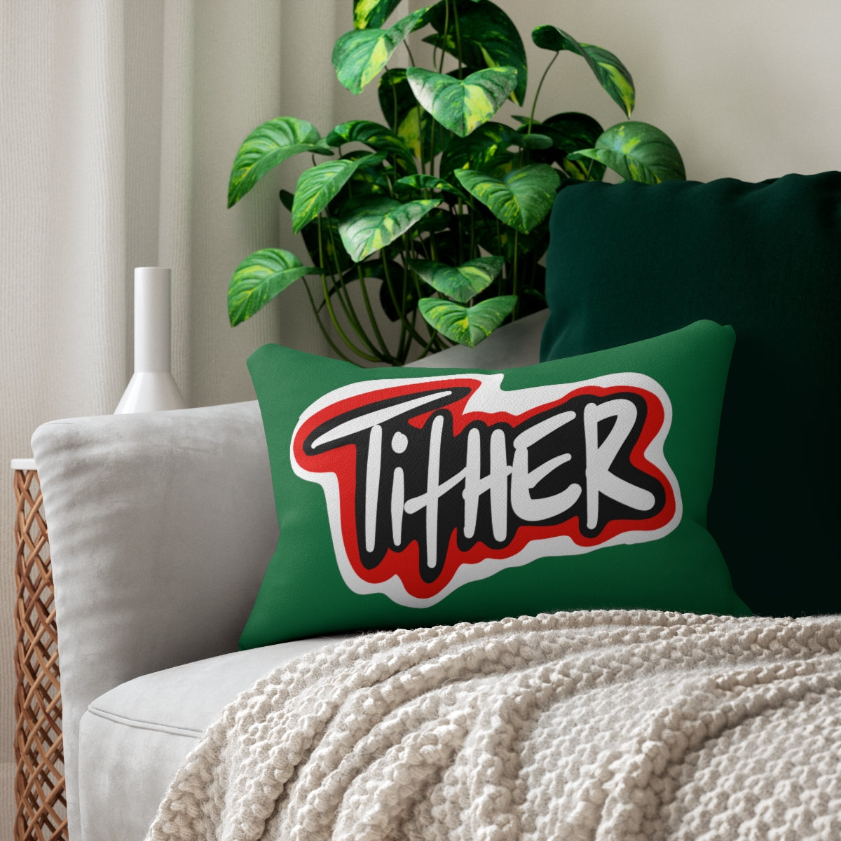 Tither Green One God the Brand Lumbar Pillow
