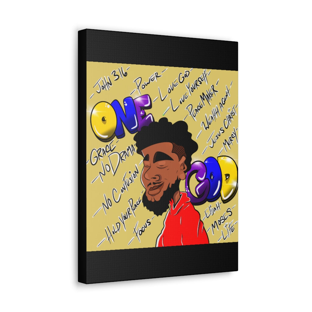 Positive Thoughts Only One God the Brand Canvas Drawing