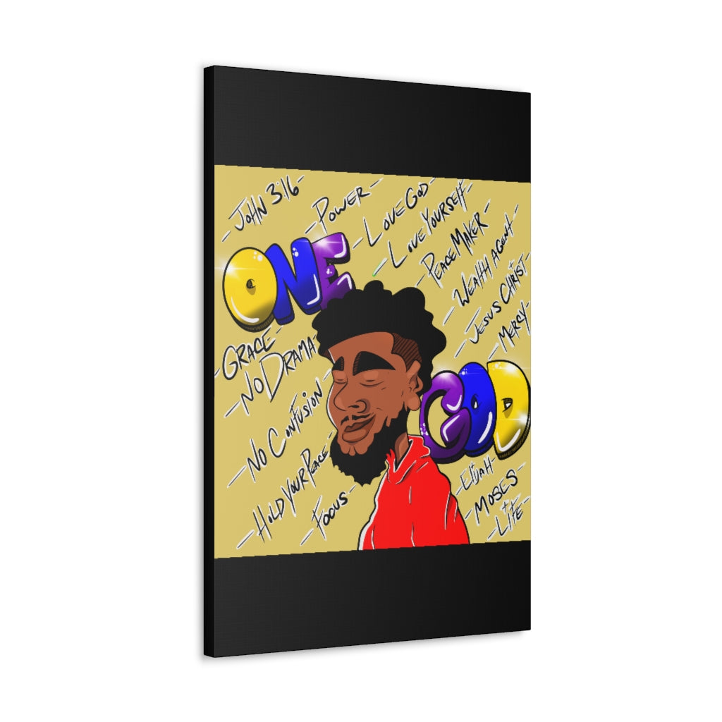 Positive Thoughts Only One God the Brand Canvas Drawing