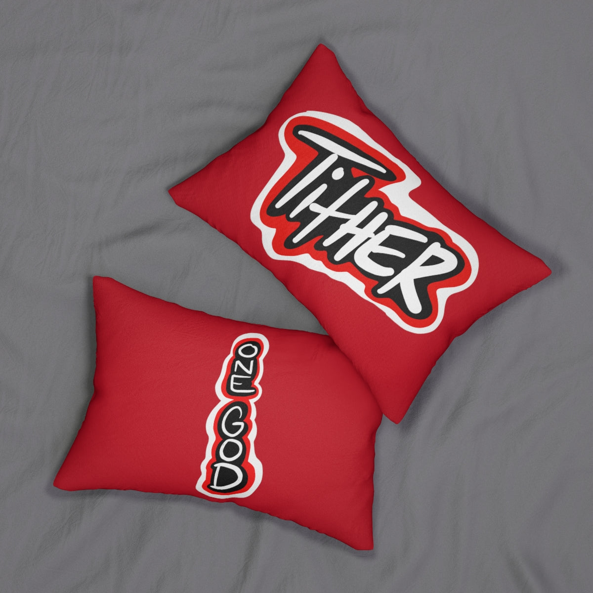 Tither Red One God the Brand Lumbar Pillow