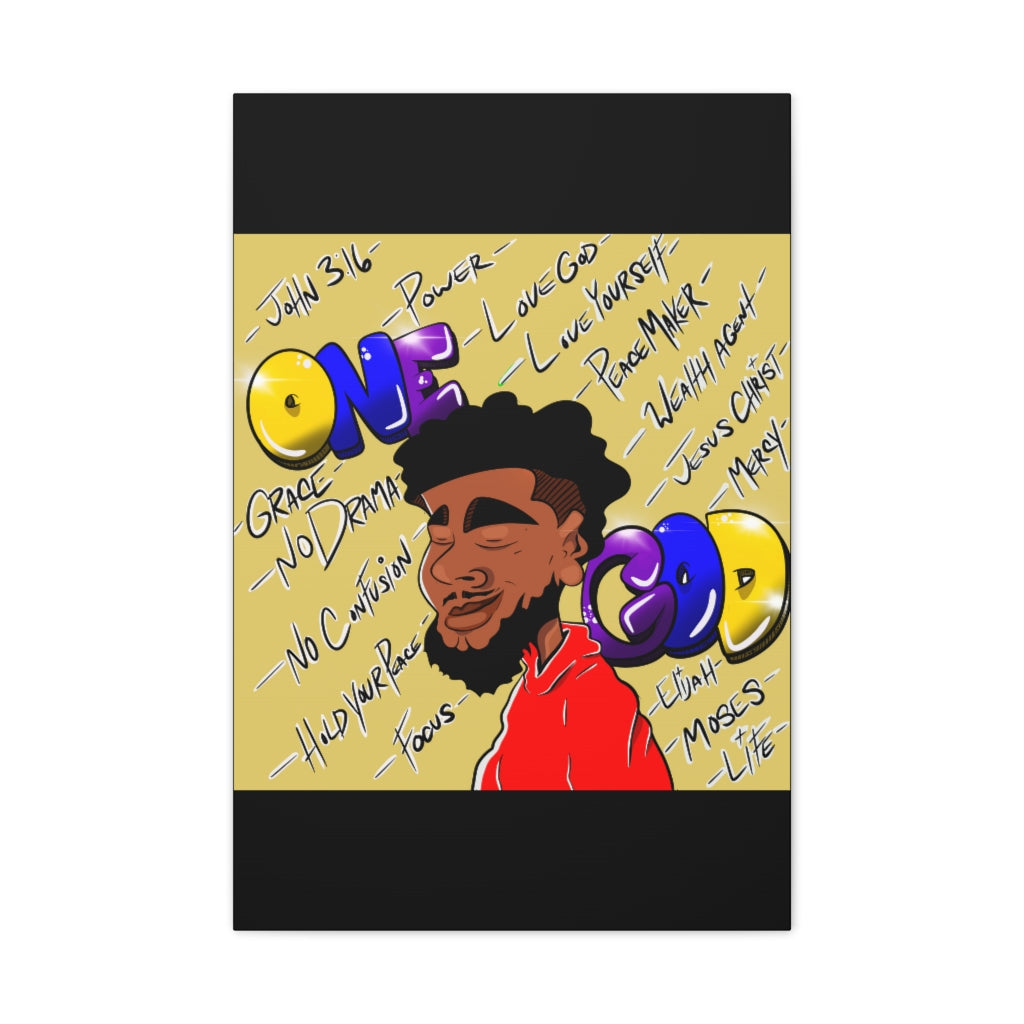 Positive Thoughts Only One God the Brand Canvas Drawing