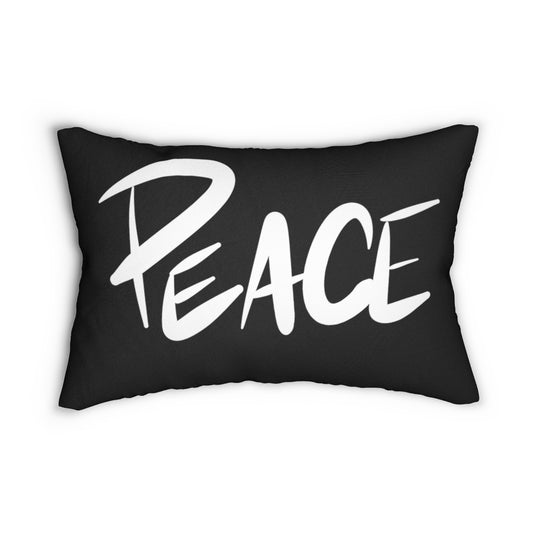 Peace  One God the Brand Black Lumbar Pillow