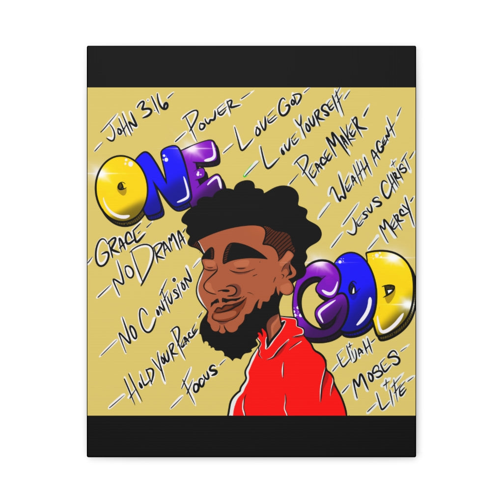 Positive Thoughts Only One God the Brand Canvas Drawing