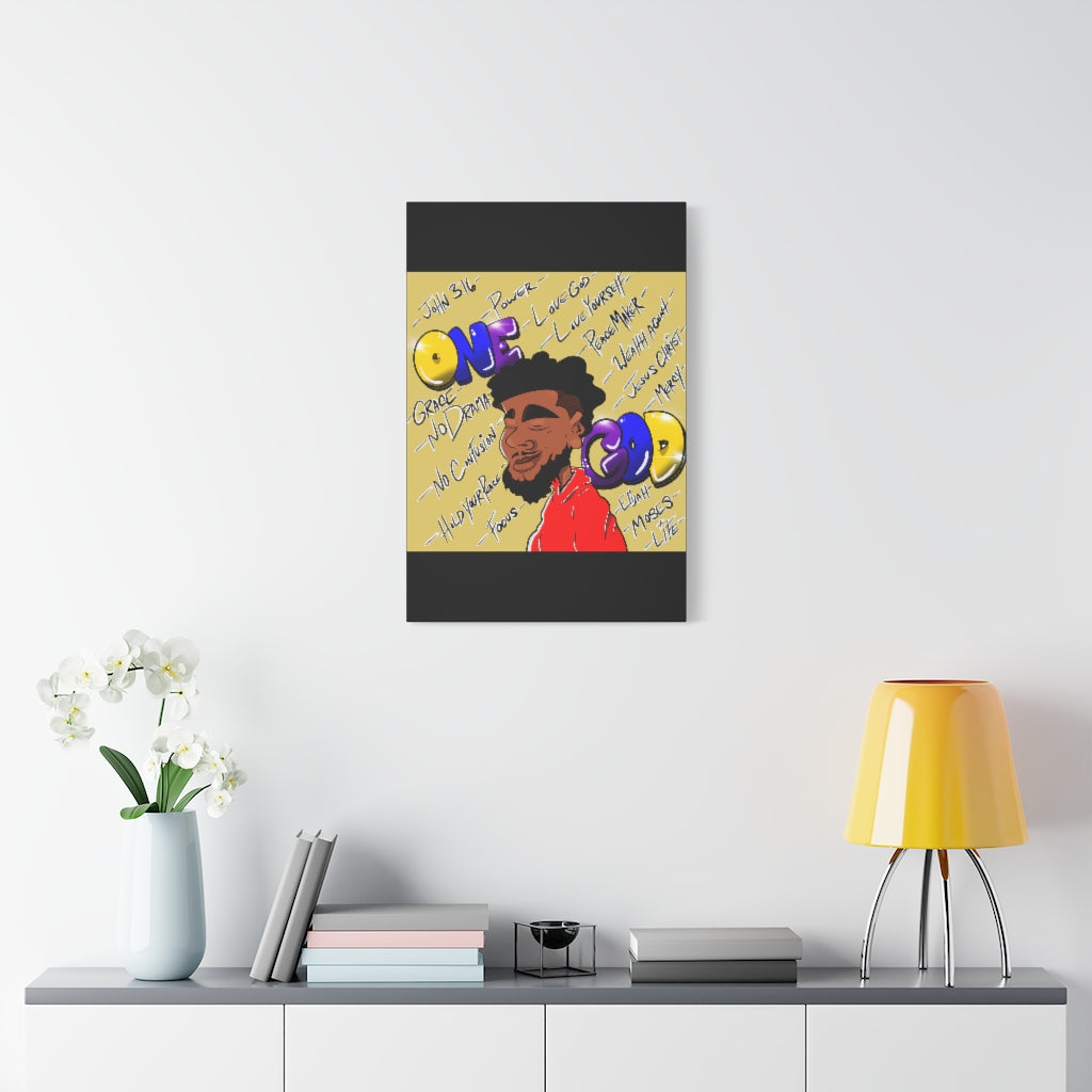 Positive Thoughts Only One God the Brand Canvas Drawing