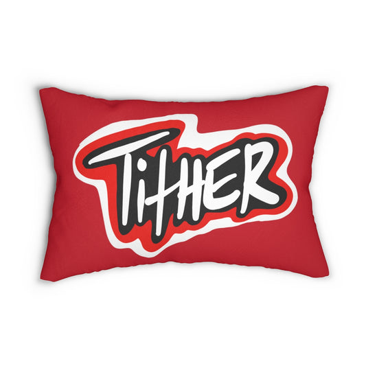 Tither Red One God the Brand Lumbar Pillow