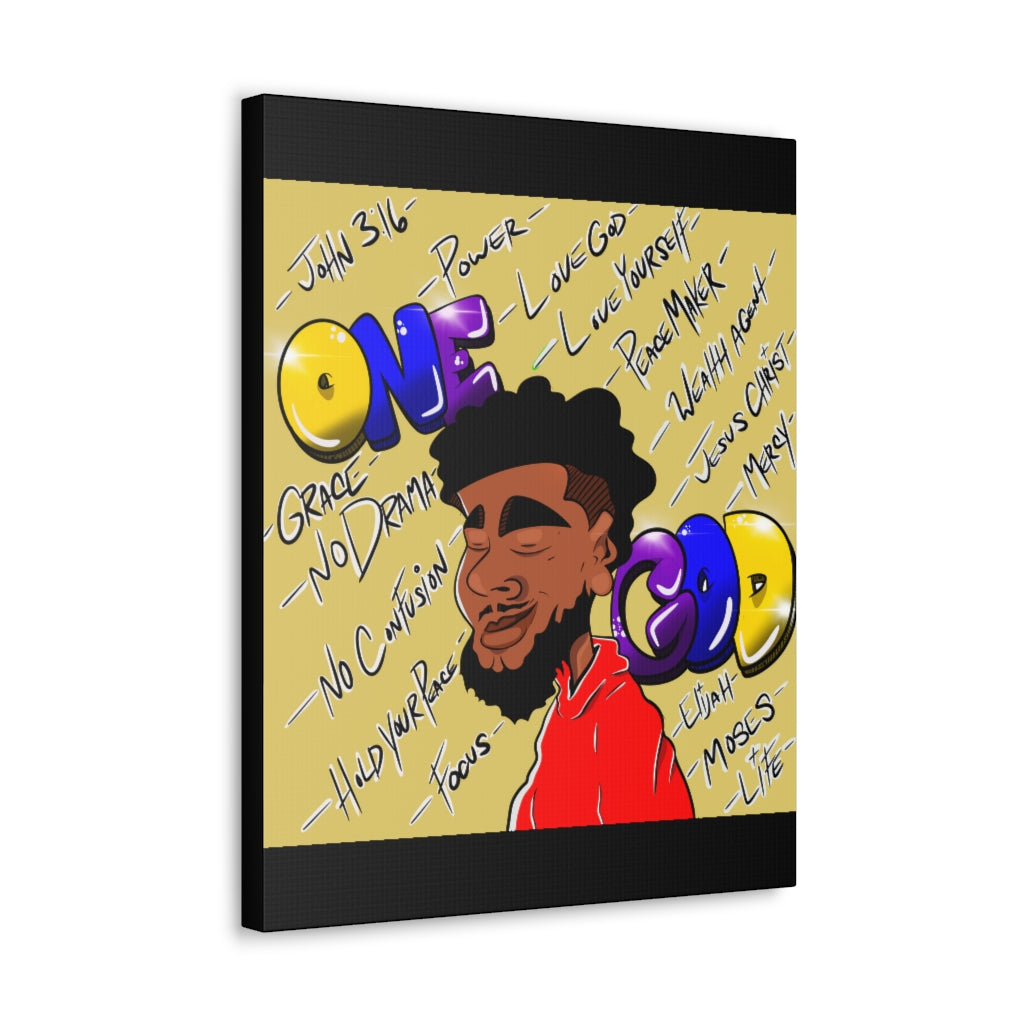 Positive Thoughts Only One God the Brand Canvas Drawing