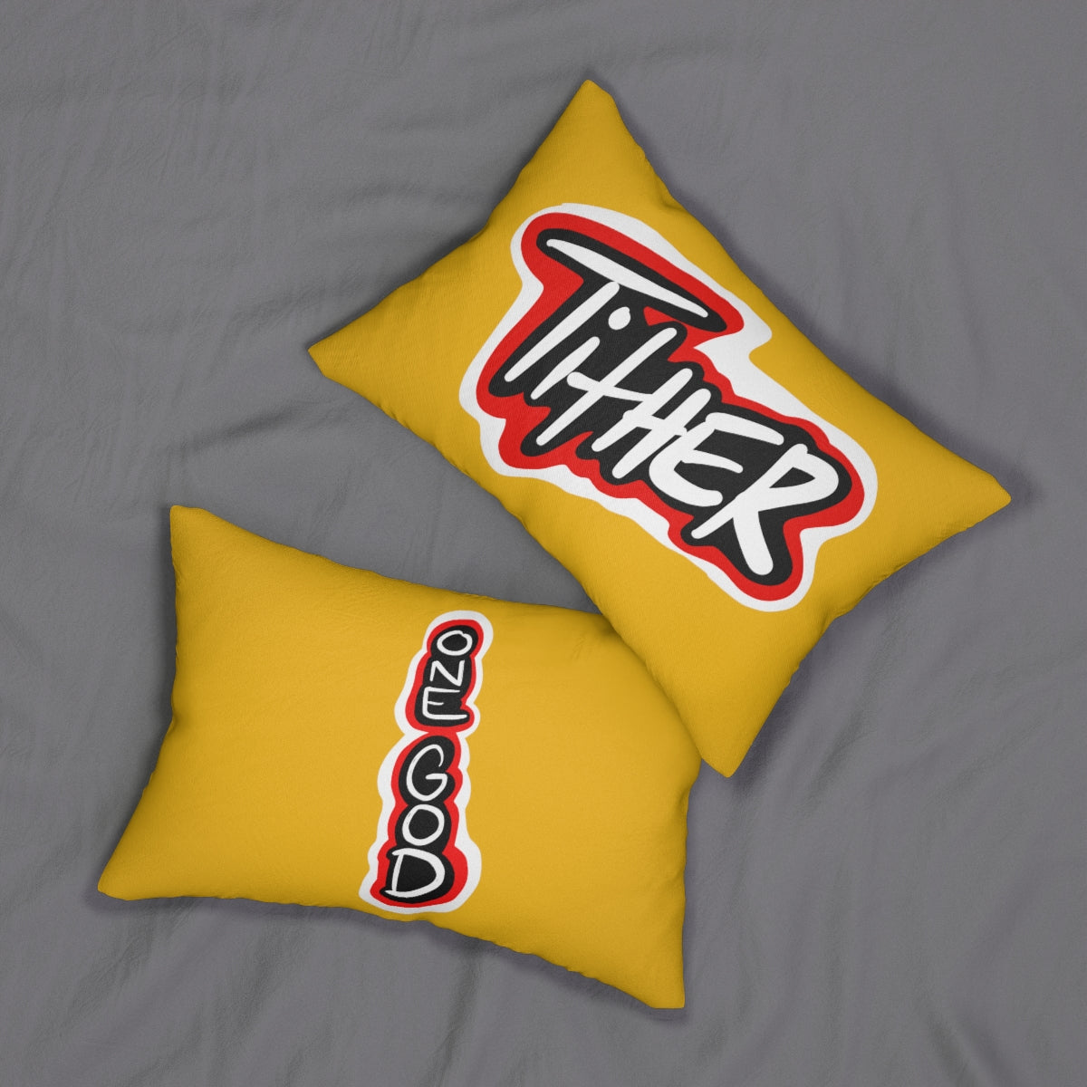 Tither Yellow One God the Brand Lumbar Pillow