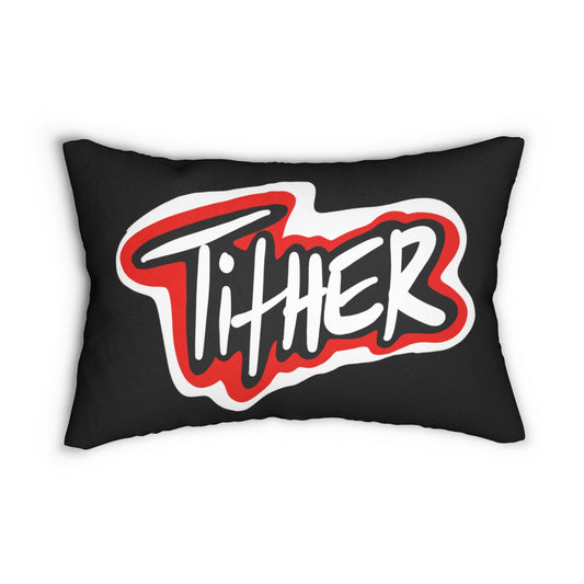 Tither Black One God the Brand Lumbar Pillow