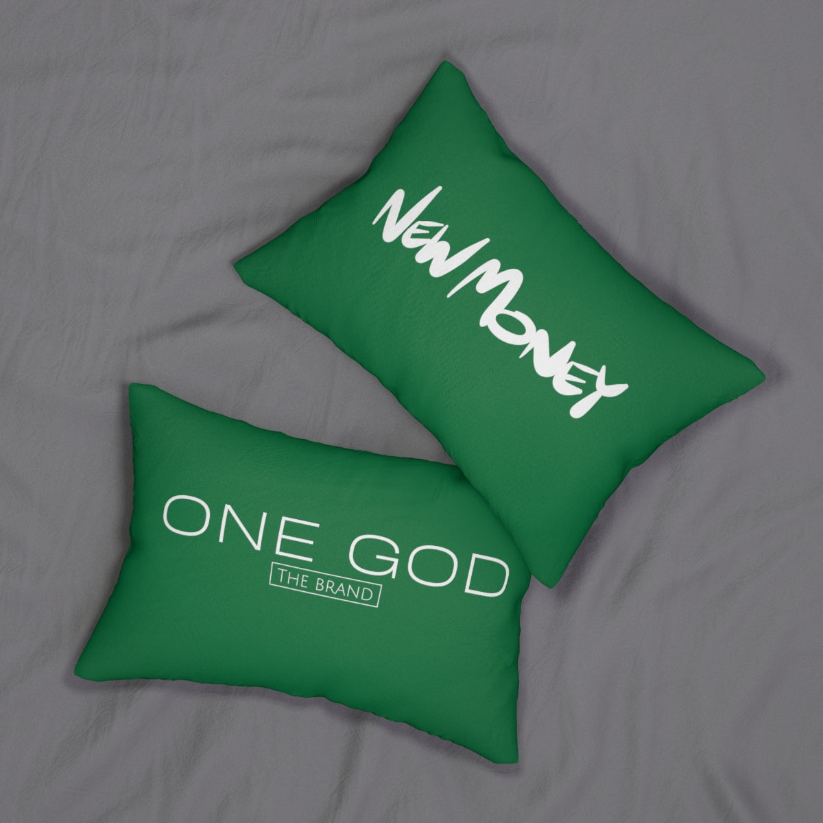 New Money Green One God the Brand Lumbar Pillow