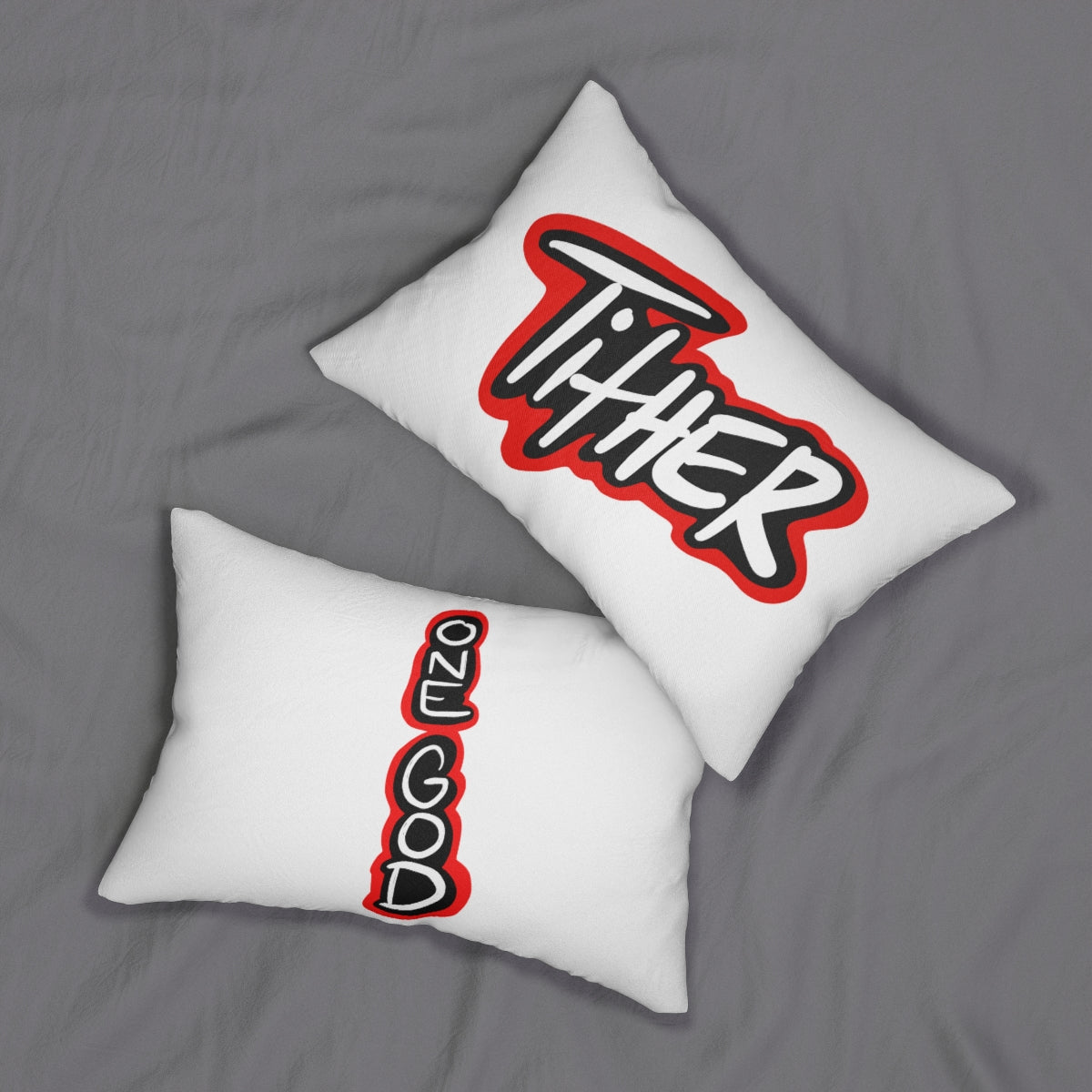Tither white One God the Brand Lumbar Pillow