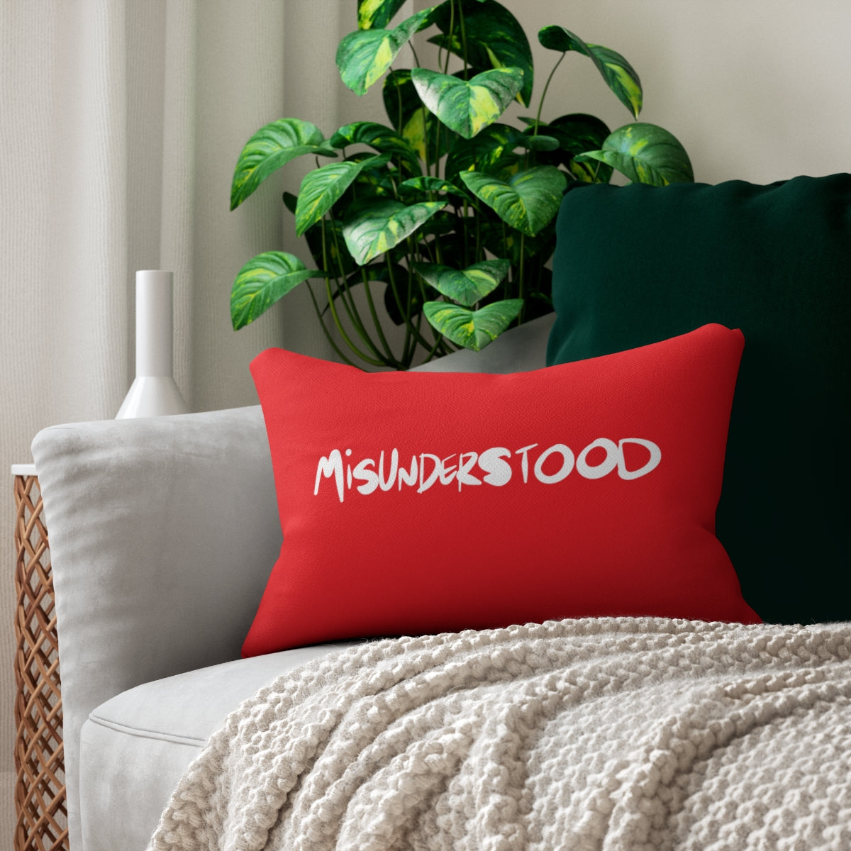Misunderstood Red One God the Brand Lumbar Pillow